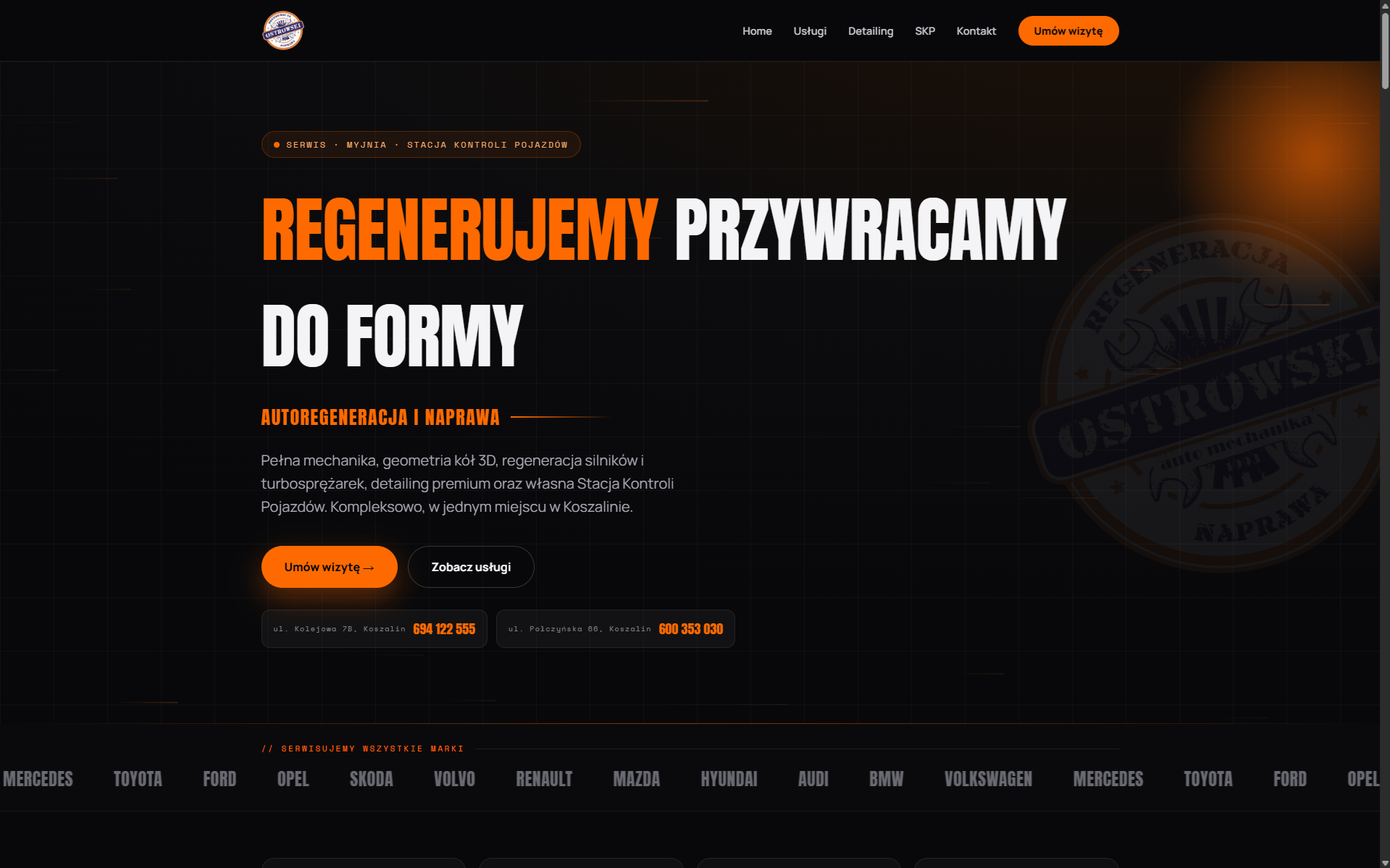 Preview of the Ostrowscy Autoregeneracja website